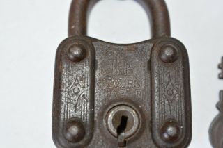 Antique Iron Handcrafted Lock and Key Padlock TOURS 2 Made GERMANY 3