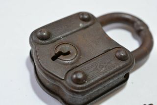 Antique Iron Handcrafted Lock and Key Padlock TOURS 2 Made GERMANY 4