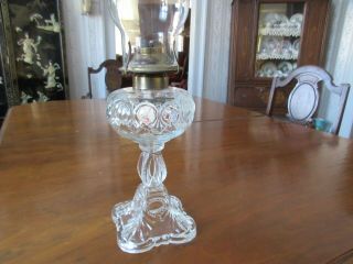 Antique Kerosene Lamp Old Pattern Glass " Bull 