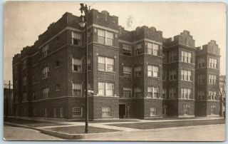 Chicago Il Rppc Postcard Apartment Building,  Street View Pl Huckins Photo C1910s