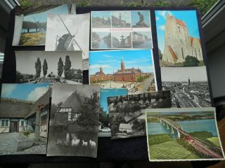 12 Danish Postcards,  KØbenhavn,  Copenhagen,  Tivoli,  Odense,  Lillebaeltsbroen