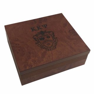 Kappa Kappa Psi Brown Marble Wood Pin/watch Box W/ Letters & Crest Kkpsi