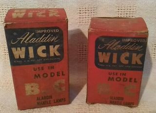 2 Vintage Aladdin Lamp Wick For Model B Or C Nos In Boxes W/ins