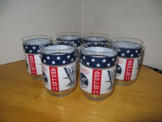Apollo 11 Man On The Moon Glasses Set Of 6 (six) (july 20,  1969)