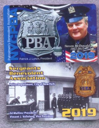 Pair Nypd York Police 2019 Pba & Sba Sergeant 