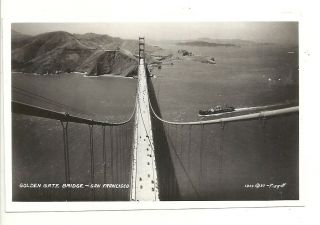 Postcard Rppc Golden Gate Bridge San Francisco Ca Ship Marin County Tower