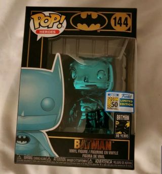 Funko Pop Teal Chrome Batman 144 - Dc Heroes Sdcc 2019 Official Comic Con