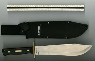 Large Schrade Old Timer Bowie Knife And Sheath