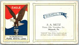 Skippack Pa 1923 Eagle Pure White Lead Paint Advertising Antique Card