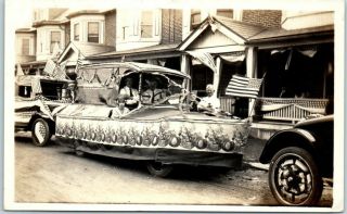 Vintage Rppc Photo Postcard Parade Float / Grocery Store Delivery Truck C1920s