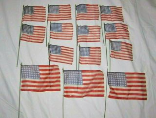 Vintage 48 Star Flags United States 14 Miniature Parade Silk Made In Japan