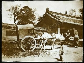 A Scene In Peking Beijing China 1910s Glass Slide Photo