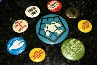 Political Protest Pins / Buttons - Vintage Vietnam War & More