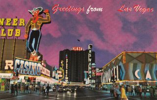 Pioneer & Carousel Casino Las Vegas Nevada Postcard 1960 