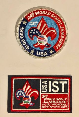 Boy Scout 24th World Jamboree Usa Contingent Ist Unit Strip And Round Patch