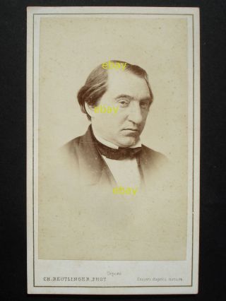 1860 Ernest Renan (1823 - 1892) French Historian,  Writer.  Carte De Visite Paris Photo