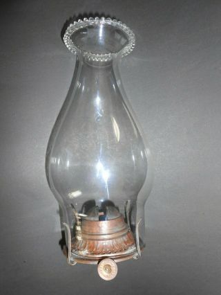 Antique Petal Top Glass Chimney With 2 Fancy P&a Oil Lamp Burner Kerosene Lamp