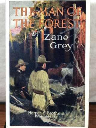 Vintage Zane Grey The Man Of The Forest Advertising Wild West Postcard 4