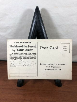 Vintage Zane Grey The Man Of The Forest Advertising Wild West Postcard 5