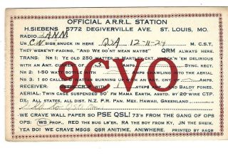 Qsl 1924 St Louis Mo Radio Card