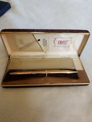Vintage Ladies Cross 1/20 14 Kt Gold Filled Pen With Pen Purse Textured Case