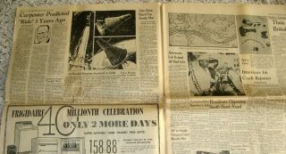 SCOTT CARPENTER 1962 MERCURY - ATLAS SPACE FLIGHT NEWSPAPER NASA ORBIT 2