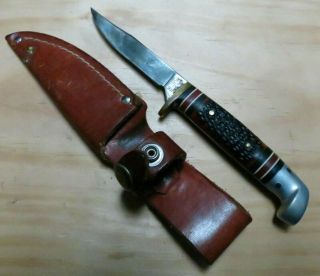 Western 628 K Usa Fixed Blade Knife W/ Vintage Coleman Sheath