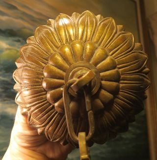 Antique Brass Bronze Lotus Design Cap Canopy French Lamp Chandelier Part Vintage