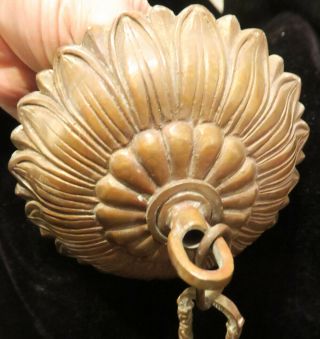 Antique Brass Bronze Lotus design cap canopy FRENCH lamp chandelier part Vintage 3