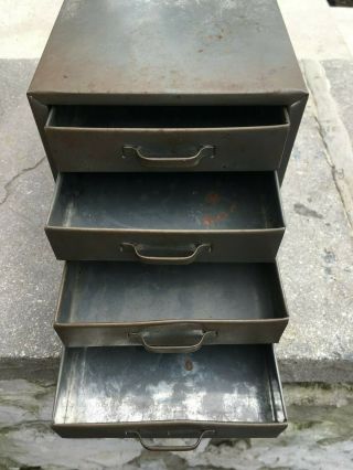 Vintage 4 Drawer Metal Storage Cabinet Chest Industrial Parts Bin Mid Century 2