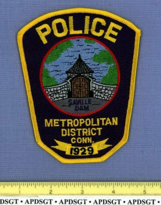 Metropolitan District Connecticut Police Patch Saville Dam Stone Wall Gate