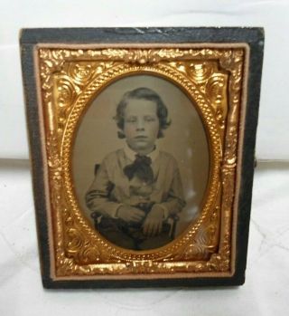 Ambrotype Photo Young Boy In Fancy Suit 1/9 Plate