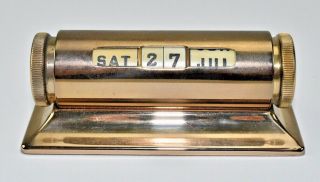 Vintage Brass/metal Desk Calendar Day Date 4.  5 " X 2 " X 1.  5 "