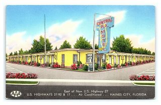 Vintage Postcard Linen Central Florida Motel Haines City Florida H7