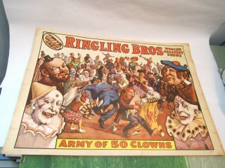 Set Six Mid Century Circus Posters 1960 Barnum Bailey Ringling Forepaugh & Sells