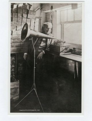 Thomas Edison With Phonograph Vintage 4 X 6 Postcard A1