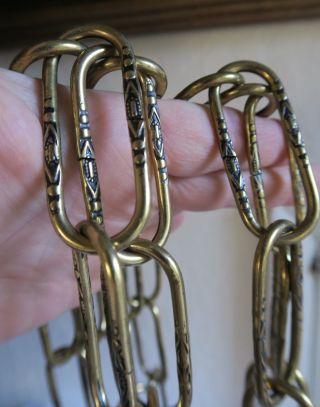 3 Ft Vintage Gilt Brass Plated Chain Links Part Lamp Chandelier Ornate Old