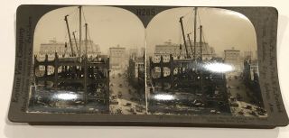 Nyc York City Skyscraper Building Construction Workers Stereoview Photo