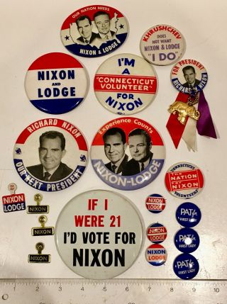 Vintage Nixon Campaign Pins Total Of 19 Items
