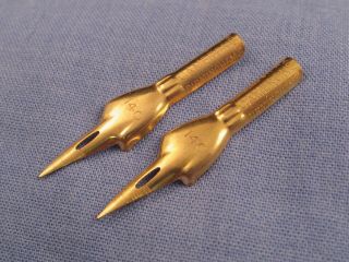 X2 Hand Gilded Macniven & Cameron Antique Dip Pen Nib Plume Pluma Feder Writing