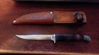 Vintage Case Xx Usa M3f Ssp Razor Edge Hunting Knife W/ Leather Sheath