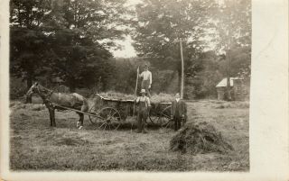 Wardsboro,  Vt Rppc Haying With A Horse Wagon – Rev.  Greene In Suit C1910