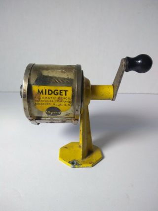 Vintage Apsco Midget Pencil Sharpener Yellow Rockford Ill Usa