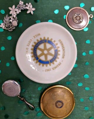 Rotary International Various Vintage: Limoges,  Powder Case,  925 Pendant,  Pin