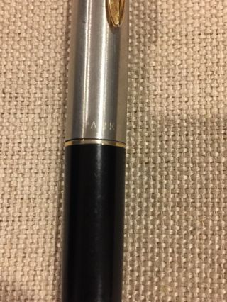 VTG PARKER Classic 45 Fountain Pen Grey w/ Metal Chrome Cap Golden Arrow Black 2
