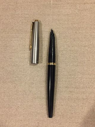 VTG PARKER Classic 45 Fountain Pen Grey w/ Metal Chrome Cap Golden Arrow Black 3
