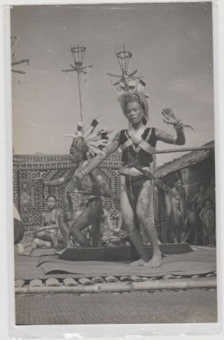 Malaysia Penang Ethnic Dancers Real Photograph Postcard Unposted C1930/40s