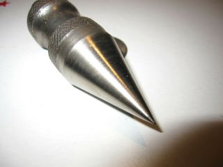 ANTIQUE UNKNOWN MAKER NICKLE PLATED STEEL PLUMB BOB 8 OZ.  GOOD COND. 4