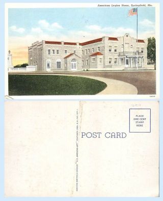American Legion Home Building Springfield Missouri Teich C1931 Postcard