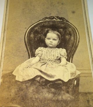 Antique American Civil War Era Victorian Fashion Child,  Worcester,  Ma Cdv Photo